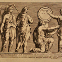 SLM 8517 6 - Kopparstick av Pietro Sancti Bartoli, skulpturer och monument i Rom 1693
