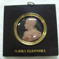 SLM 11260 11 - Kungaporträtt av rosa vax, inramat, Ulrika Eleonora
