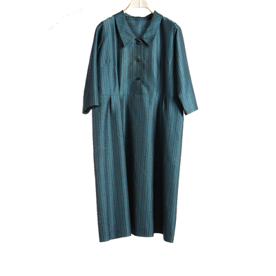 SLM 12908 - Blårandig klänning, 1900-talets mitt