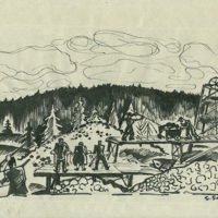 SLM 8578 - Elgsjö gruva, teckning av Gösta Geerd år 1935