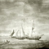 SLM M025282 - Akvarell av ångfartyg Rosen.
