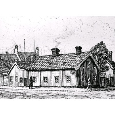 SLM KW31 - Östra Storgatan - S:t Annegatan, teckning av Knut Wiholm