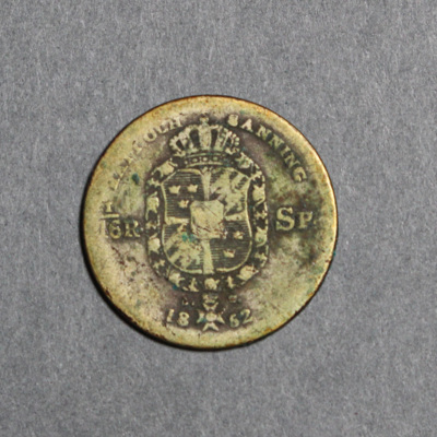SLM 16621 - Mynt, 1/16 riksdaler silvermynt 1852, Oscar I