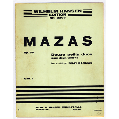 SLM 30034 - Nothäfte, musik för fiol av Jaques Férél Mazas, 1920-tal