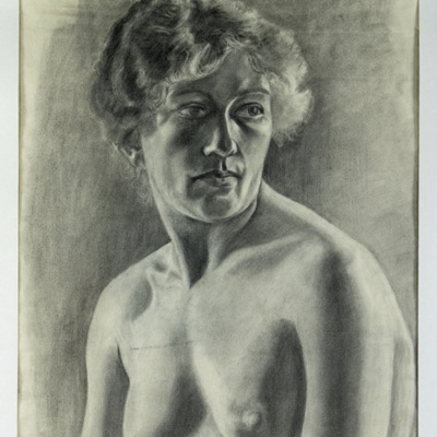 SLM 24213 - Teckning, kvinna med bar överkropp, Adolf Stern år 1900
