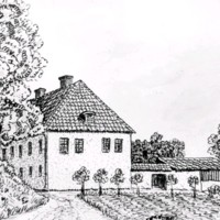 SLM M026672 - Gamla residenset i Nyköping, teckning av Knut Wiholm