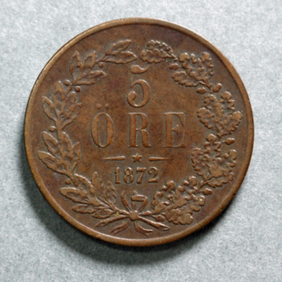 SLM 16717 - Mynt, 5 öre bronsmynt 1872, Karl XV