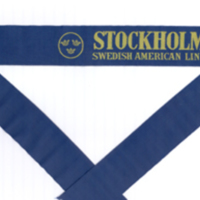 SLM 33958 - Blått tygband märkt 