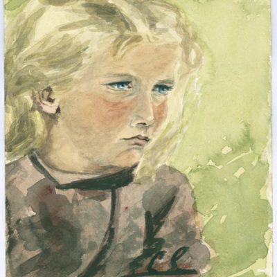 SLM 29186 - Akvarell, flickporträtt målat av Clara Sandströmer (1861-1942)