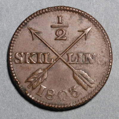 SLM 16435 - Mynt, 1/2 skilling kopparmynt typ II 1803, Gustav IV Adolf