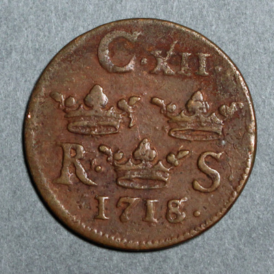 SLM 16234 - Mynt, 1/6 öre kopparmynt typ II A 1716, Karl XII