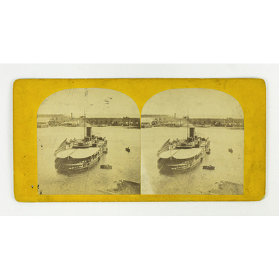 51485 39 - Stereoskopfoto, motiv från hamnen i New York, ingen fotograf noterad