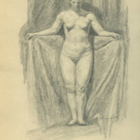 SLM 25637 2 - Teckning, Nakenstudie av en kvinna