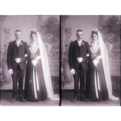 SLM X1038-78 - Johanna Mathilda och Erland Karlsson, bröllopsfoto, 1906
