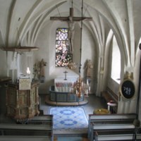 SLM D09-434 - Vallby kyrka, koret från orgelläktaren i väster.