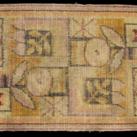 SLM 26742 - Mönstervävd matta av ylle och bomull, från Rönnebo Pensionat i Trosa