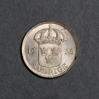 SLM 8396 - Mynt, 25 öre silvermynt typ I 1928, Gustav V