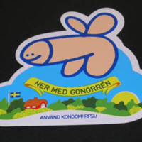 SLM 33018 - Klistermärke med reklam för kondomer, RFSU, 