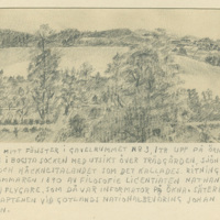 SLM 23195 - Blyertsteckning, utsikt från Ökna i Bogsta socken, av Nathanael Flygare