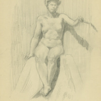 SLM 25638 - Teckning, Nakenstudie av en kvinna