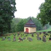 SLM D06-534 - Kyrkogården vid Ludgo kyrka. Gravkor uppfört 1918.