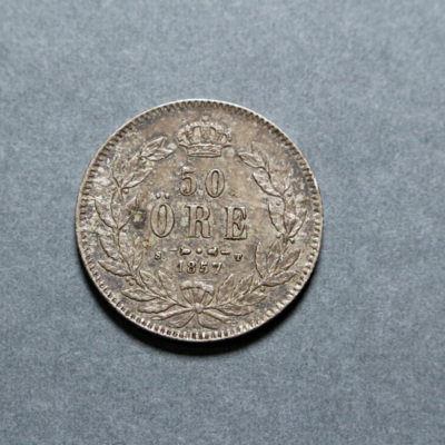SLM 16661 - Mynt, 50 öre silvermynt 1857, Oscar I