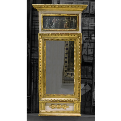 SLM 12574 1 - Sengustaviansk spegel med målad scen i krönet
