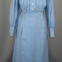SLM 11725 - Tvådelad klänning av blå- och vitrutigt bomullstyg, tidigt 1900-tal