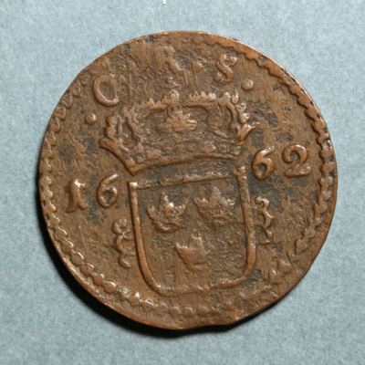 SLM 16149 - Mynt, 1 öre kopparmynt typ I 1662, Karl XI