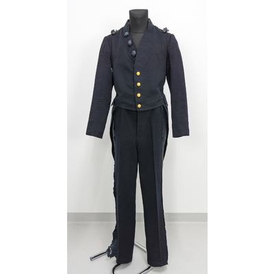 SLM 52411, 51412 - Civiluniform av mörkblått kläde, frackjacka och byxor, ca 1920-tal