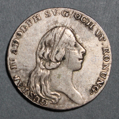 SLM 16418 - Mynt, 1/3 riksdaler silvermynt typ I 1798, Gustav IV Adolf