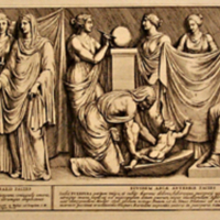 SLM 8517 32 - Kopparstick av Pietro Sancti Bartoli, skulpturer och monument i Rom 1693