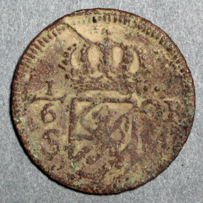 SLM 16235 - Mynt, 1/6 öre kopparmynt typ II A 1716, Karl XII