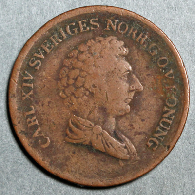 SLM 16546 - Mynt, 2/3 skilling banco kopparmynt typ I 1835, Karl XIV Johan