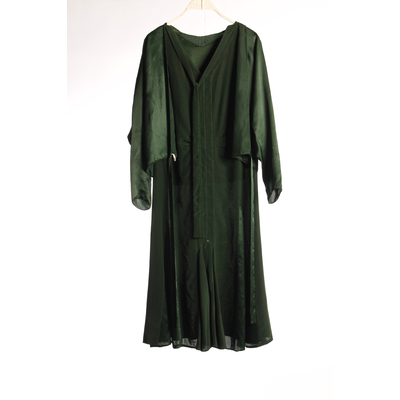 SLM 30322 1 - Klänning med tillhörande jacka av mörkt grönt siden