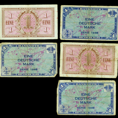 SLM 16982 1-5 - Fem sedlar, 1 Deutche Mark 1948