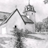 SLM M034591 - Teckning av Hammarby kyrka