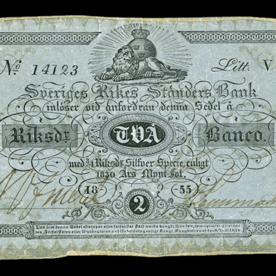 SLM 7891 11 - Sedel, 2 Riksdaler Banco 1855