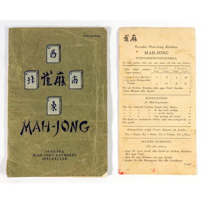 SLM 40190 1-2 - Häfte med spelregler för Mah-Jong från Ökna i Floda socken, tryckt 1924