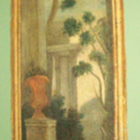 SLM 10852 9 - Väggmålning i tempera, trädgårdsstycke, från 1700-talets förra hälft