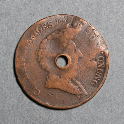 SLM 8312 2 - Mynt, 1 shilling banco kopparmynt, Karl XIV Johan, 1843