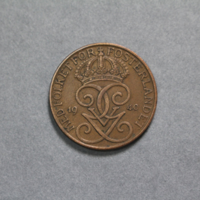 SLM 16755 - Mynt, 5 öre bronsmynt 1940, Gustav V