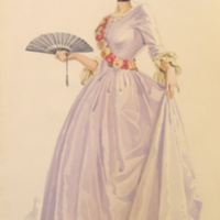 SLM 24479 3 - Akvarell, kvinna i 1700-talsdräkt, Arvid Ek (1904-1978)