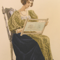SLM 24479 2 - Akvarell, kvinna i 1800-talsdräkt, Arvid Ek (1904-1978)