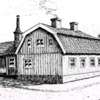 SLM KW53 - S:t Annegatan 4 i Nyköping, teckning av Knut Wiholm