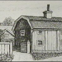 SLM M021944 - Östra Bergsgatan i Nyköping, teckning av Knut Wiholm