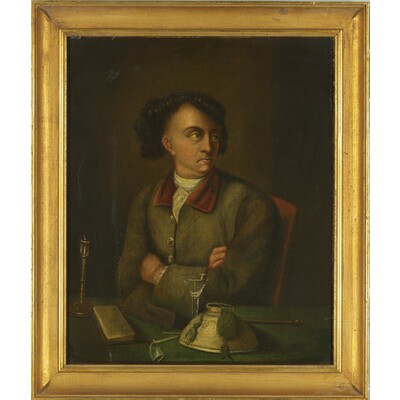SLM 29346 - Oljemålning, halvporträtt av okänd man, 1700-talets slut