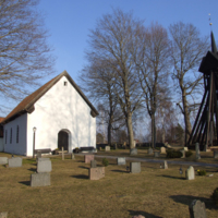 SLM D10-415 - Lids kyrka, kyrkoanläggningen sedd från väster.