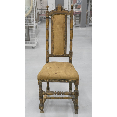 SLM 2615, 2616 - Två stolar med svarvat ställ och stoppad sits och rygg, barock, Ludgo prästgård