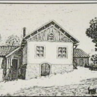 SLM M021925 - Behmbrogatan 12-14 i Nyköping, teckning av Knut Wiholm